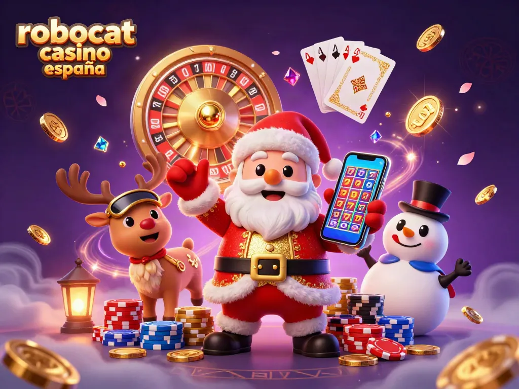 Experience the thrill of robocat casino españa with Santa and friends in a vibrant gaming scene.